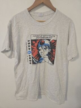 FOOD OF THE WARRIOR BODY QUEST T Shirt Mens Large Fruits Vegetables Japan USDA